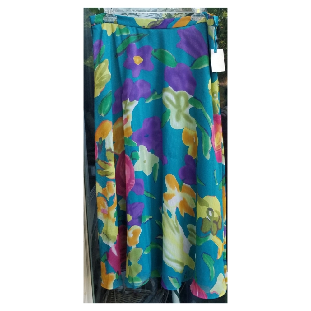 - Coldwater Creek Bright Watercolors Skirt PL